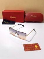 First Copy Cartier Rimless Gradient Sunglasses Gold Frame Unisex UV Protection