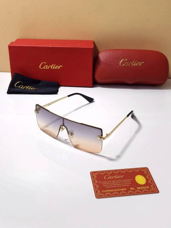First Copy Cartier Rimless Gradient Sunglasses Gold Frame Unisex UV Protection