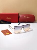 First Copy Cartier Rimless Gradient Sunglasses Gold Frame Unisex UV Protection
