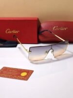 First Copy Cartier Rimless Gradient Sunglasses Gold Frame Unisex UV Protection