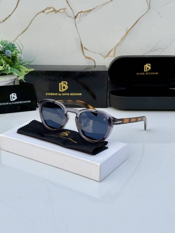 First Copy David Beckham Round Blue Lens Sunglasses Gold Frame Unisex UV Protection