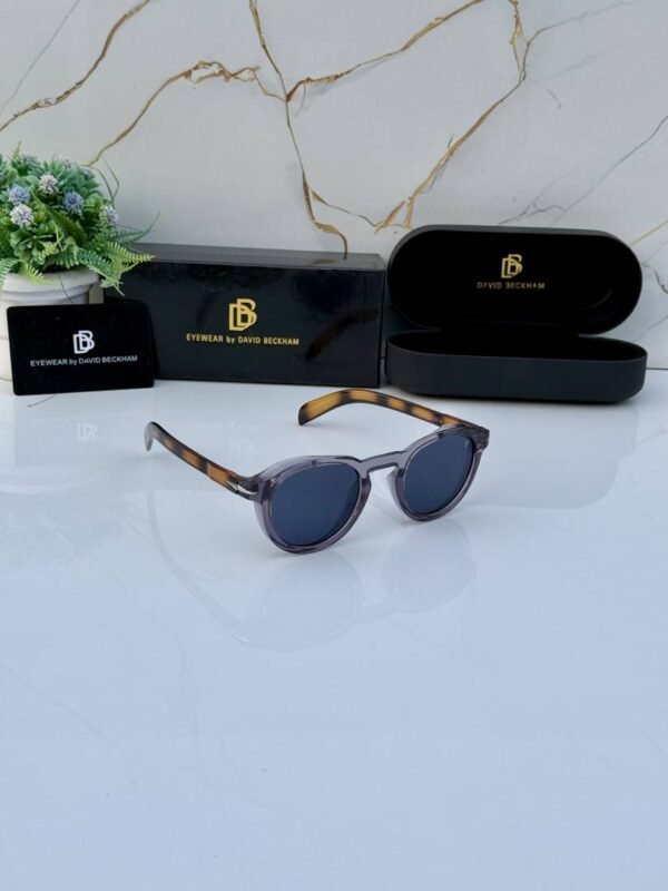 First Copy David Beckham Round Blue Lens Sunglasses Gold Frame Unisex UV Protection