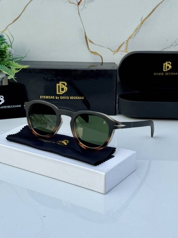 First Copy David Beckham Round Green Lens Sunglasses Unisex UV Protection