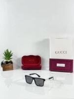 First Copy Gucci Square Sunglasses Black Frame Grey Lens