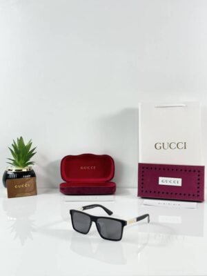 First Copy Gucci Square Sunglasses Black Frame Grey Lens