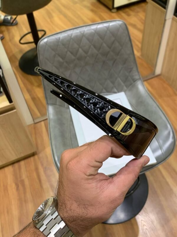 First Copy Dior Black Square Sunglasses Gold Logo Premium Unisex UV Protection