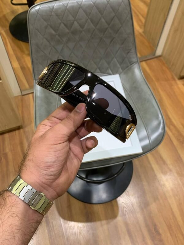 First Copy Dior Black Square Sunglasses Gold Logo Premium Unisex UV Protection