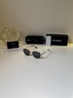 First Copy Chanel Round Black Sunglasses Metal Frame Unisex UV Protection