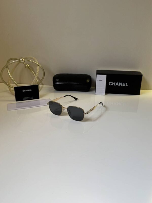 First Copy Chanel Round Black Sunglasses Metal Frame Unisex UV Protection