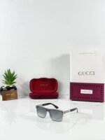 First Copy Gucci Oversized Square Sunglasses Black Frame Gradient Grey Lens