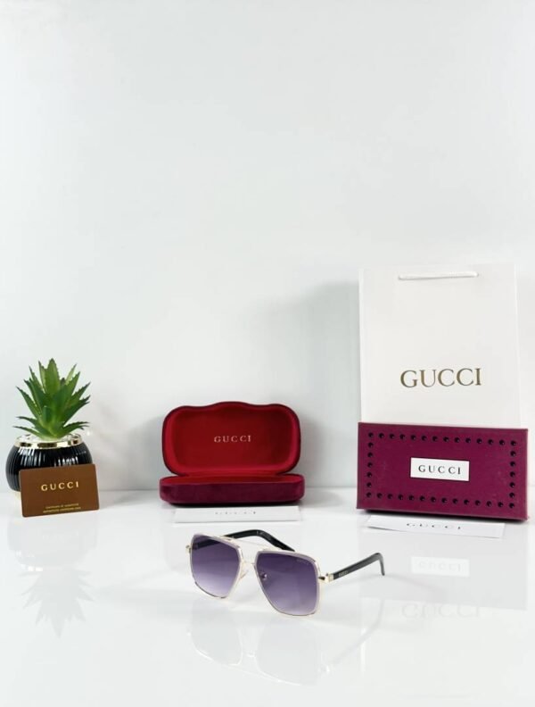 First Copy Gucci Oversized Square Sunglasses Silver Frame Gradient Purple Lens