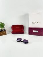 First Copy Gucci Oversized Square Sunglasses Silver Frame Gradient Purple Lens