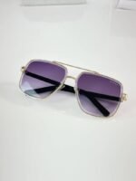 First Copy Gucci Oversized Square Sunglasses Silver Frame Gradient Purple Lens