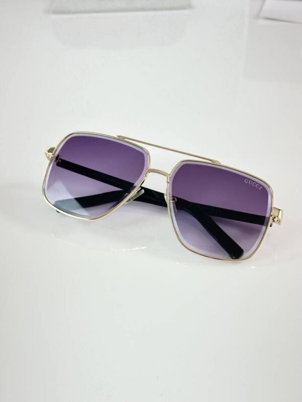 First Copy Gucci Oversized Square Sunglasses Silver Frame Gradient Purple Lens