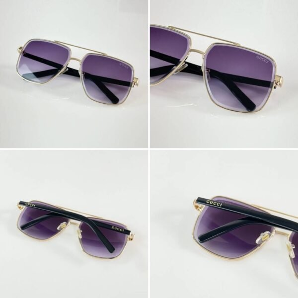 First Copy Gucci Oversized Square Sunglasses Silver Frame Gradient Purple Lens