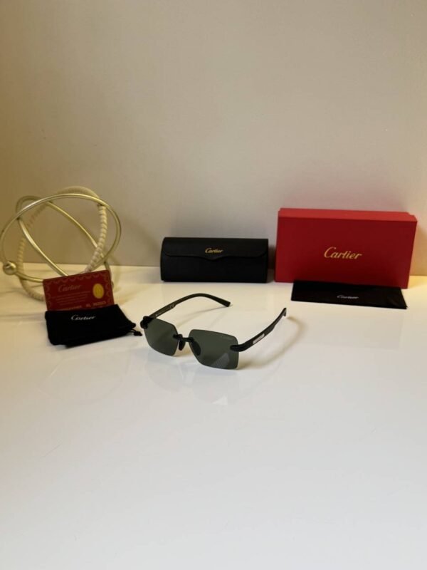 First Copy Cartier Round Green Lens Sunglasses Metal Frame Unisex UV Protection 62606