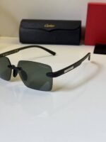 First Copy Cartier Round Green Lens Sunglasses Metal Frame Unisex UV Protection 62606
