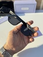 First Copy Gucci Square Sunglasses Black Frame Grey Lens