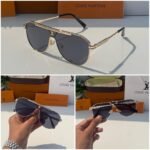 First Copy Louis Vuitton Gold Aviator Frame Grey Lens Men’s Sunglasses