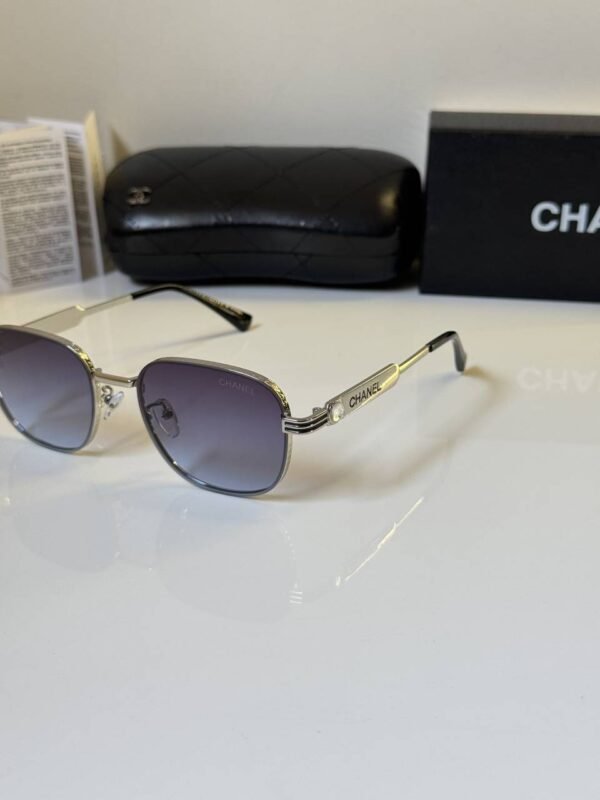 First Copy Chanel Round Grey Lens Sunglasses Metal Frame Unisex UV Protection