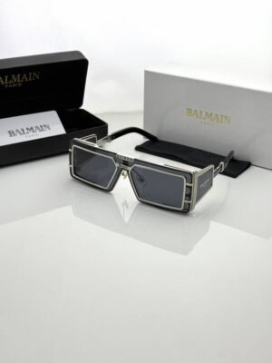 First Copy Balmain Transparent Rectangle Sunglasses Grey Lens Unisex UV Protection