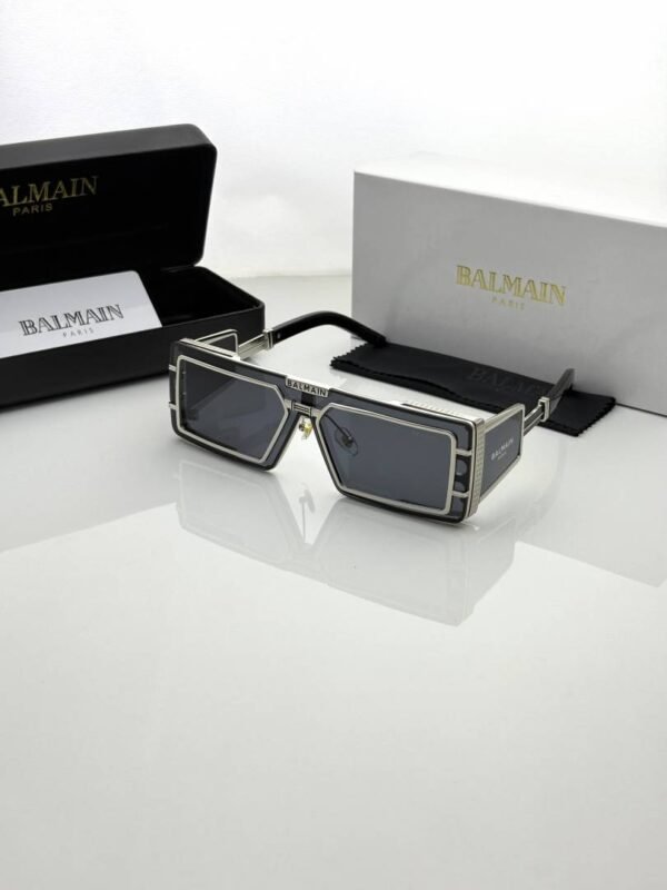 First Copy Balmain Transparent Rectangle Sunglasses Grey Lens Unisex UV Protection