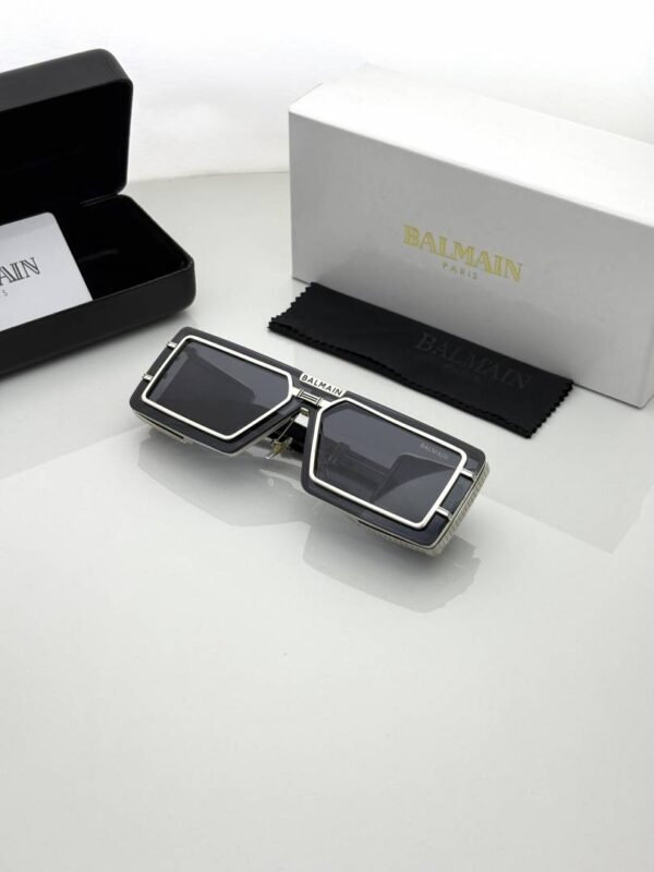 First Copy Balmain Transparent Rectangle Sunglasses Grey Lens Unisex UV Protection