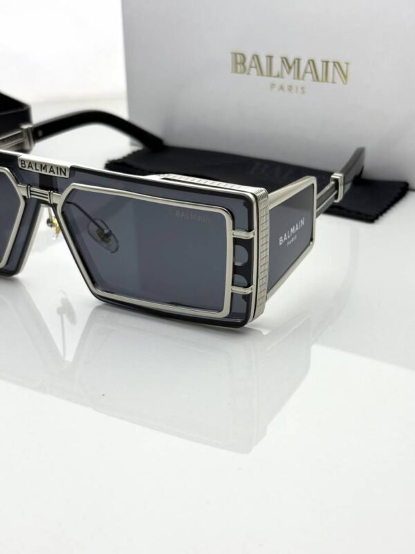 First Copy Balmain Transparent Rectangle Sunglasses Grey Lens Unisex UV Protection