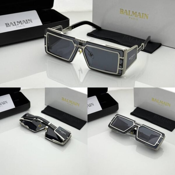 First Copy Balmain Transparent Rectangle Sunglasses Grey Lens Unisex UV Protection
