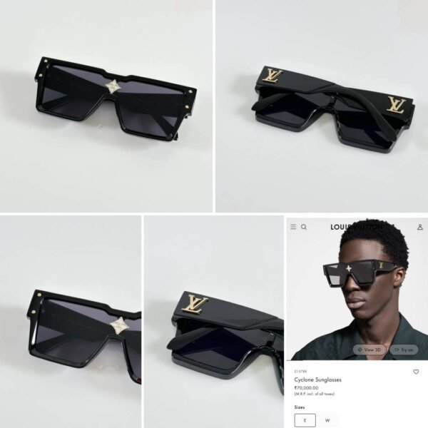 First Copy Louis Vuitton Black Geometric Square Frame Men’s Sunglasses