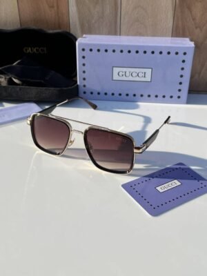 First Copy Gucci Navigator Sunglasses Silver Frame Gradient Brown Lens