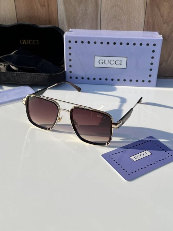 First Copy Gucci Navigator Sunglasses Silver Frame Gradient Brown Lens