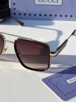 First Copy Gucci Navigator Sunglasses Silver Frame Gradient Brown Lens