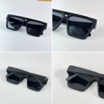 First Copy Louis Vuitton Black Square Frame Grey Lens Men’s Sunglasses
