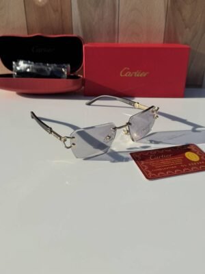 First Copy Cartier Rimless Silver Square Sunglasses Unisex UV Protection Day Night