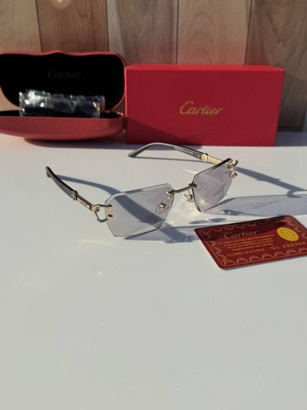 First Copy Cartier Rimless Silver Square Sunglasses Unisex UV Protection Day Night