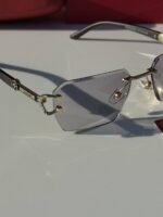 First Copy Cartier Rimless Silver Square Sunglasses Unisex UV Protection Day Night