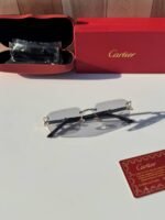 First Copy Cartier Rimless Silver Square Sunglasses Unisex UV Protection Day Night