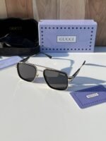 First Copy Gucci Navigator Sunglasses Silver Frame Grey Lens