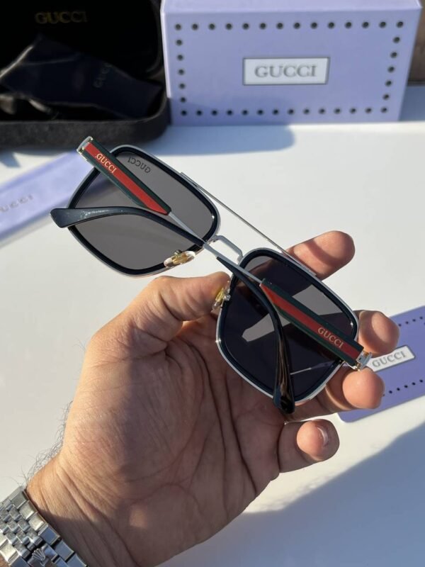 First Copy Gucci Navigator Sunglasses Silver Frame Grey Lens