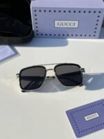 First Copy Gucci Navigator Sunglasses Silver Frame Grey Lens