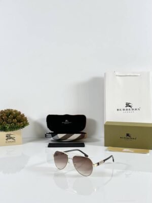 First Copy Burberry 2301 Gold Brown Sunglasses