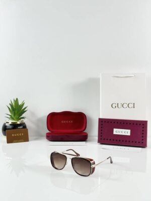 First Copy Gucci 6016 Gold Brown Sunglasses